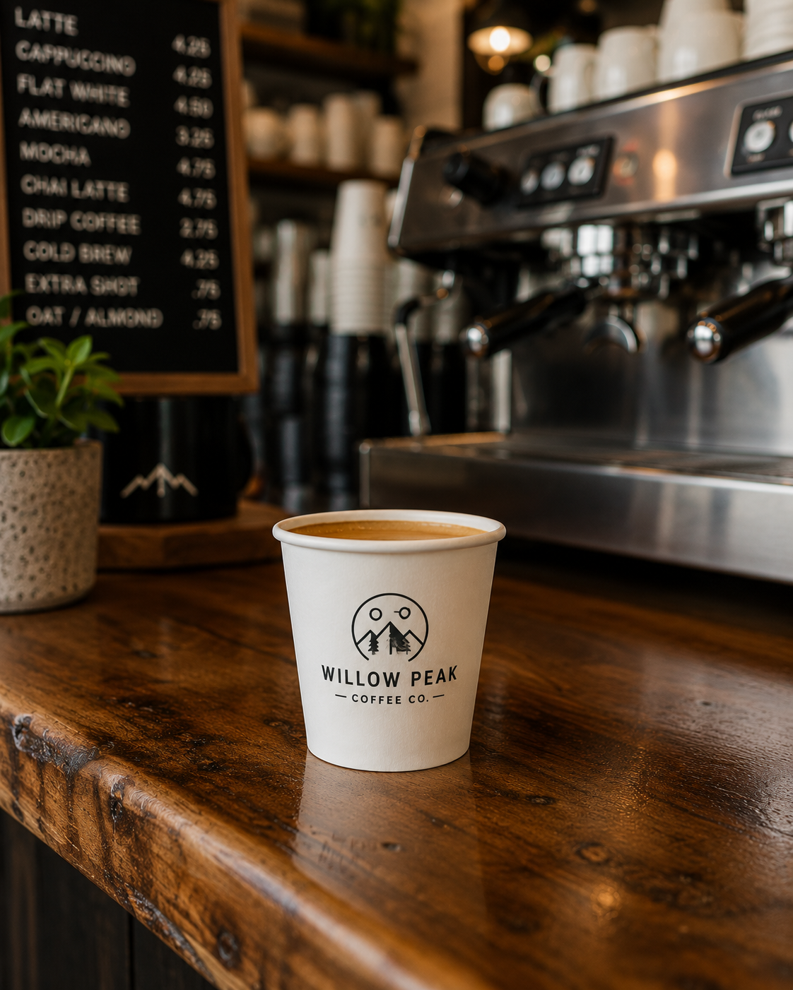 WILLOW PEAK COFFEE CO. branded 4 oz espresso cup