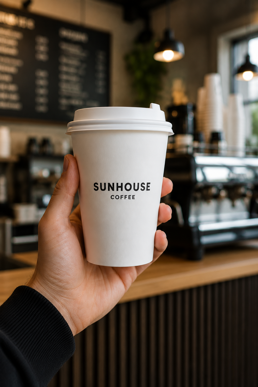 SUNHOUSE COFFEE branded 12 oz hot cup