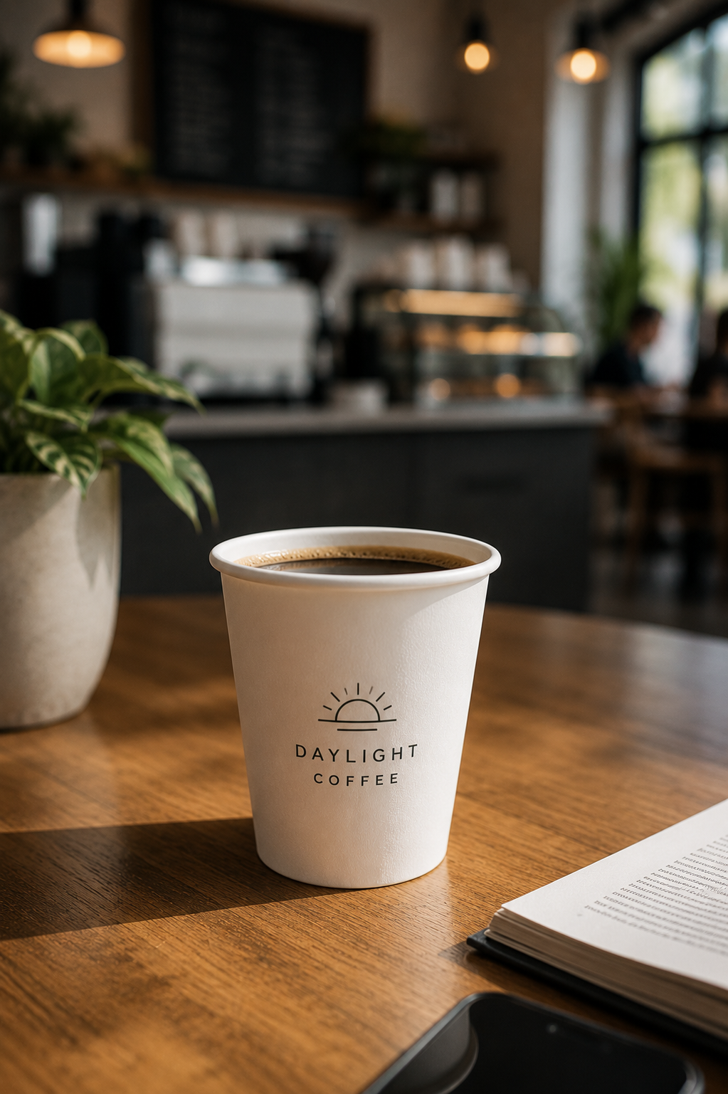 DAYLIGHT COFFEE branded 8 oz hot cup