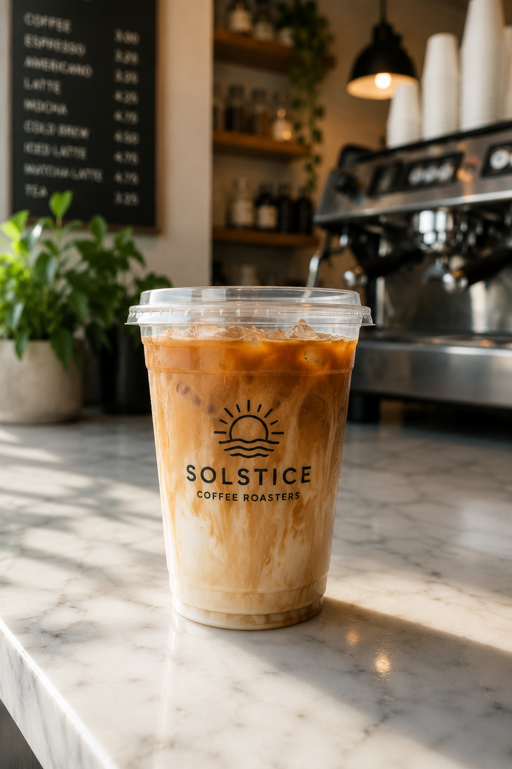 SOLSTICE COFFEE ROASTERS branded 16 oz cold cup